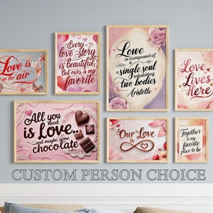 Printable Valentines Day Print Bundle of 8, Romantic Saying Digital Poster, Valentines Day Decor, Wall Art Lovely Design, Valentines Gift