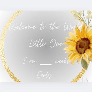 58 beaux tournesols inspirés des bébés prématurés prématurés, soins intensifs, cartes jalons photographie de bébé souvenirs imprimables numériques