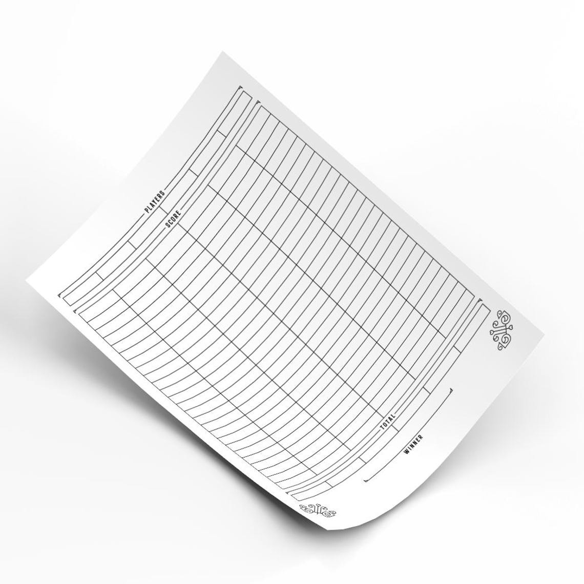 Game Score Sheet Card Game Points Tracker Family Game Night Scorekeeper ...