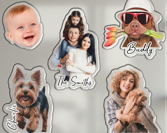 Custom Acrylic Photo Magnets with Photos, Family Picture with Christmas Present, Premium Hardback Fridge Photo Magnets, Holiday Keepsakes