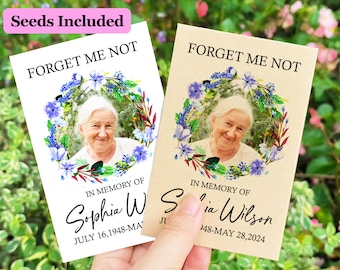 Personalized Funeral Photo Seed Packets, Forgot-me-not Seed Packets, Seeds Included Celebration of Life, In Loving Memory Memorial Favors