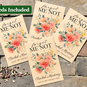 Custom Funeral Seed Packets, Memorial Seeds Favors, Funeral Favors for Guests, Personalized Celebration of Life, Forget me not Seed Packets