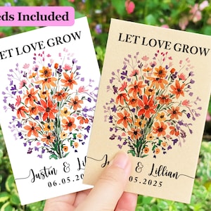 Personalized Wedding Wildflower Seed Packets Bridal Shower Seed Packets Seeds Included Seeds Favors for Guests Valentines Day Gift for her