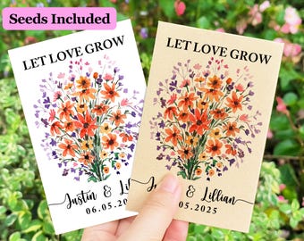 Personalized Wedding Wildflower Seed Packets Bridal Shower Seed Packets Seeds Included Seeds Favors for Guests Valentines Day Gift for her
