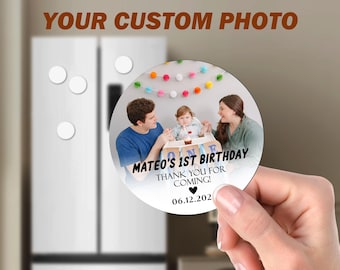 Birthday Magnets Favor for Guests in Bulk/Custom Photo Magnet Favor/Personalized Magnet for Party Favors/Custom First Birthday Fridge Magnet