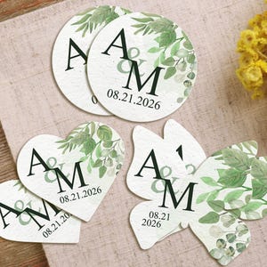 Personalized Wedding Seed Paper with Wildflower Seeds, Bulk Personalized Monogrammed Seed Paper, Wedding Reception Favor, Wedding Party Gift