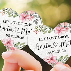 Let Love Grow Plantable Seed Paper Favor, Grows Wildflowers Seed Paper Hearts for Wedding, Thank You Gift for Guests in Bulk, Wedding Favors