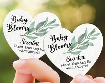 Custom Wildflower Seed Paper Baby Shower Favors/Baby Shower Favors/Baby in Bloom/Seed Paper Favors/Plantable Hearts Shapes Thank you Favors