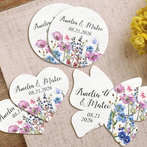 Wildflower Seed Paper Wedding Favors with Seed Included Personalized Seed Paper Favors for Bridal Shower Guest Wedding Seed Paper in Bulk