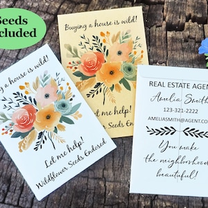 Personalized Real Estate Promotional Seed Packets Realtor Thank You Gifts Wildflower Seed Packets Seeds Included Open House Favors in Bulk