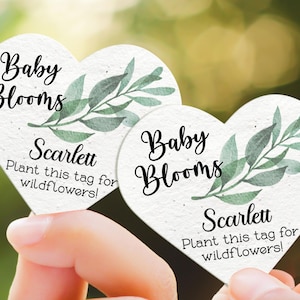 Custom Wildflower Seed Paper Baby Shower Favors/Baby Shower Favors/Baby in Bloom/Seed Paper Favors/Plantable Hearts Shapes Thank you Favors
