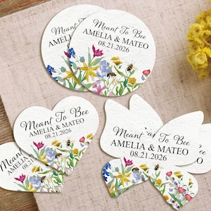 Bulk Plantable Seed Paper Heart Round Butterfly, Custom Wedding Thank You Favor, Eco Gift for Bridal Shower, Wedding Wildflower Seed Paper