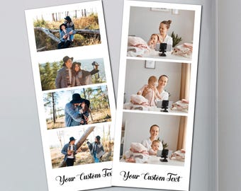 May include: Two photo strips with multiple images. One strip shows outdoor photos of a couple. The other strip shows a mother and baby. The text "Your Custom Text" is at the bottom of each strip.