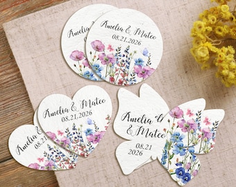 Wildblumen Samen Papier Gastgeschenke mit Samen enthalten Personalisierte Samen Papier Bevorzugungen für Brautparty Gast Hochzeit Samen Papier in loser Schüttung