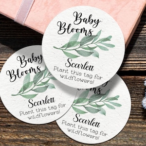 Personalized Seed Paper Baby Shower Favors for Guests Baby in Bloom Heart Round Butterfly Shapes Baby Shower Seed Favors Wildflower Seeds
