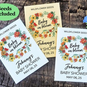 Baby Shower Seed Packets, Baby Shower Favors, Custom Wildflower Seed Packs, Baby Shower Flower Seed Envelopes, Seeds Included, Baby in Bloom