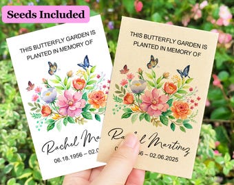 Butterfly Memorial Seed Packets, Personalized Seeds Favors for Funeral Program, Funeral Favors in Bulk, Celebration of Life, Forget me not