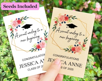 Custom Graduation Seed Packets, Bulk Graduation Party Favors for Guests, 2025 Grads Congratulations Gift, Class of 2025 Floral Seed Favors