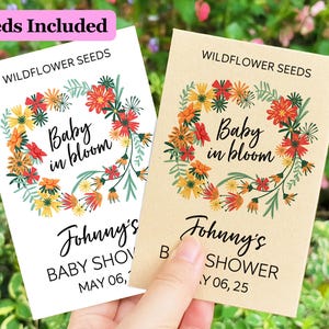 Personalized Baby Shower Seed Packets/Baby in Bloom Wildflower Seed Packet with Seeds/Birth Announcement/Birthday Party/Custom Gift for Baby