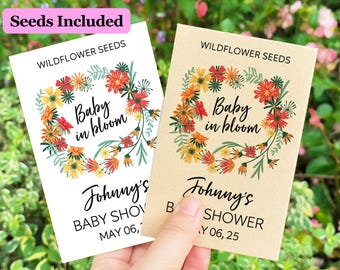 Personalized Baby Shower Seed Packets/Baby in Bloom Wildflower Seed Packet with Seeds/Birth Announcement/Birthday Party/Custom Gift for Baby