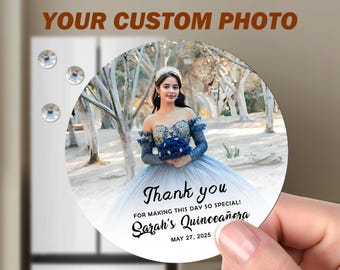 VERKOOP Aangepaste Sweet 16 gunsten Gepersonaliseerde Quinceañera fotomagneten Mis Quince Anos magneet gast verjaardagscadeau Bulk Quinceañera feestartikelen