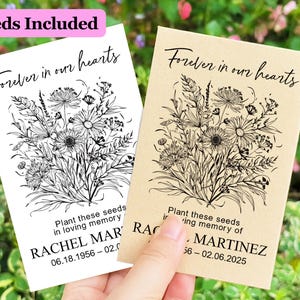 In Loving Memory Wildflower Seed Packets/Custom Memorial Card Seed Paper/Sympathy Memorial Seed Favor/Plantable Celebration of Life Favor