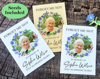 Photo Personalized Memorial Seed Packets Forgot-me-not Seed Packets Seeds Included Celebration of Life Favor Bulk Funeral Guest Seed Favors