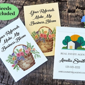 Personalized Realtor Basket Giveaways Seed Packets/Seed Favors for Agents/Wildflower Referral Favor/Open House Gifts/Realtor Closing Gift