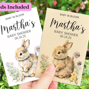 Custom Baby Shower Seed Packets, Rabbit Baby Wildflower Seed Packet with Seeds Included for Baby Shower, Birth Announcement, Birthday Party