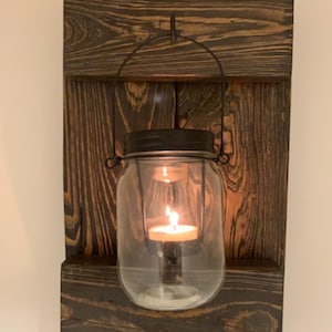 Rustic Candle Holder, Rustic Decor, Rustic Home Decor ,Farmhouse decor, Wall hanging, Rustic Wood Decor, Mason Jar candle, Cabin decor