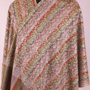 Multicolor Hand Embroidered Pashmina Shawl | Fine Kashmiri Needlework | Pure Cashmere Wrap | Artisan-Made Luxury Shawl | Heirloom Piece