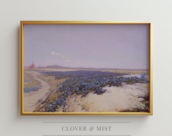Coastal Landscape Oil Painting, Seascape Beach Painting, Nautical Wall Art, Vintage Coastal Artwork, Ocean Shore Landscape Print 182