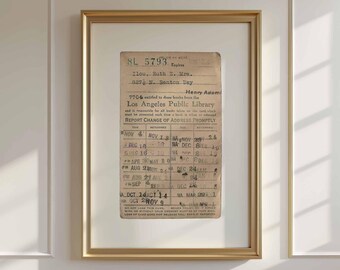 Vintage Library Card Wall Art, Antique Library Sign, Old Booknook Decor 169