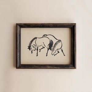 Impressão artística de desenho de cavalo vintage: decoração de parede minimalista de fazenda 88
