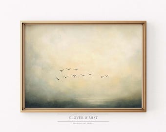 Moody Bird Flock Print: Vintage Gothic Landscape Wall Art 52