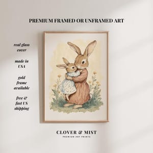 Vintage Bunny Nursery Print: Mother and Baby Rabbit Art 33