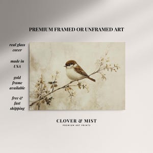 Stimmungsvoller Vogel Print: Vintage Naturbild, Winterbild, Bild mit Rahmen 101