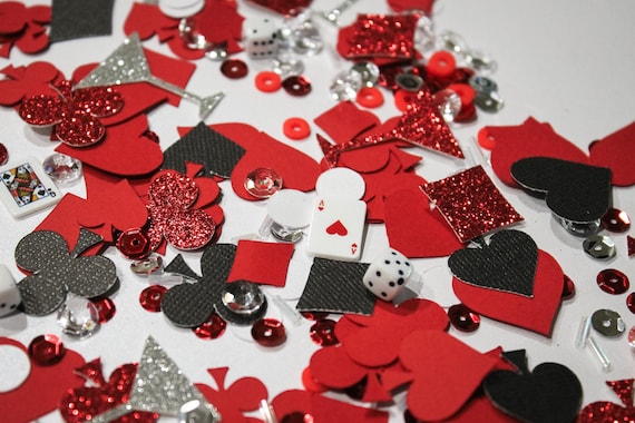 Vegas Lucky in Love Casino Party Table Scatter | Martini & Playing Card Confetti | Vegas Bachelorette Confetti | Las Vegas Birthday Decor