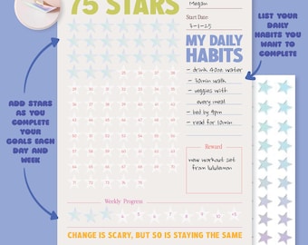 2026 Habit Tracker Printed, Goal Planner, Daily Star Chart, New Year Resolution Tracker, Productivity Planner with Stickers