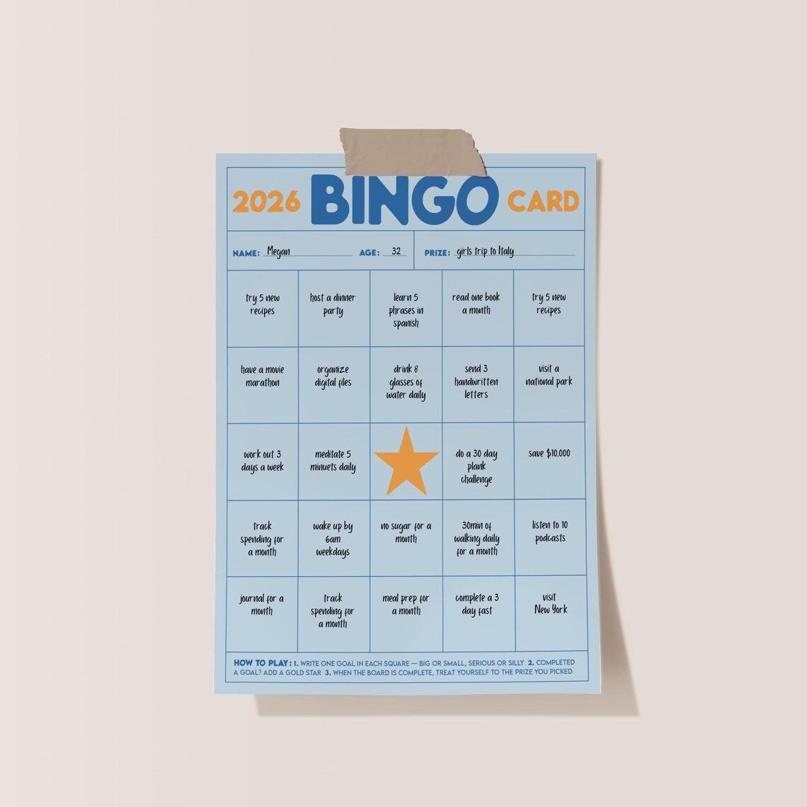 2026 Goals Bingo Card – Editable New Year Goal Tracker, Custom ...