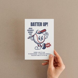 Retro Baseball Birthday Invitation, Vintage Baseball Party Invite, Sports Birthday Invitation, All Star Birthday, Custom Printable Invite image 2