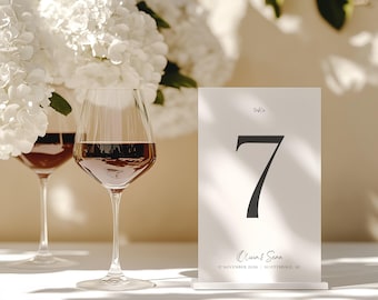 Editable Wedding Table Numbers: Minimalist Canva Template (4x6 Digital Download)