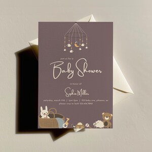 Teddy Bear Baby Shower Invitation: Gender Neutral Nursery Theme (Digital Template)