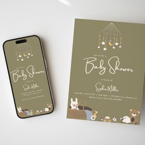 Teddy Bear Baby Shower Invitation: Neutral Nursery Theme (Printable & Digital)