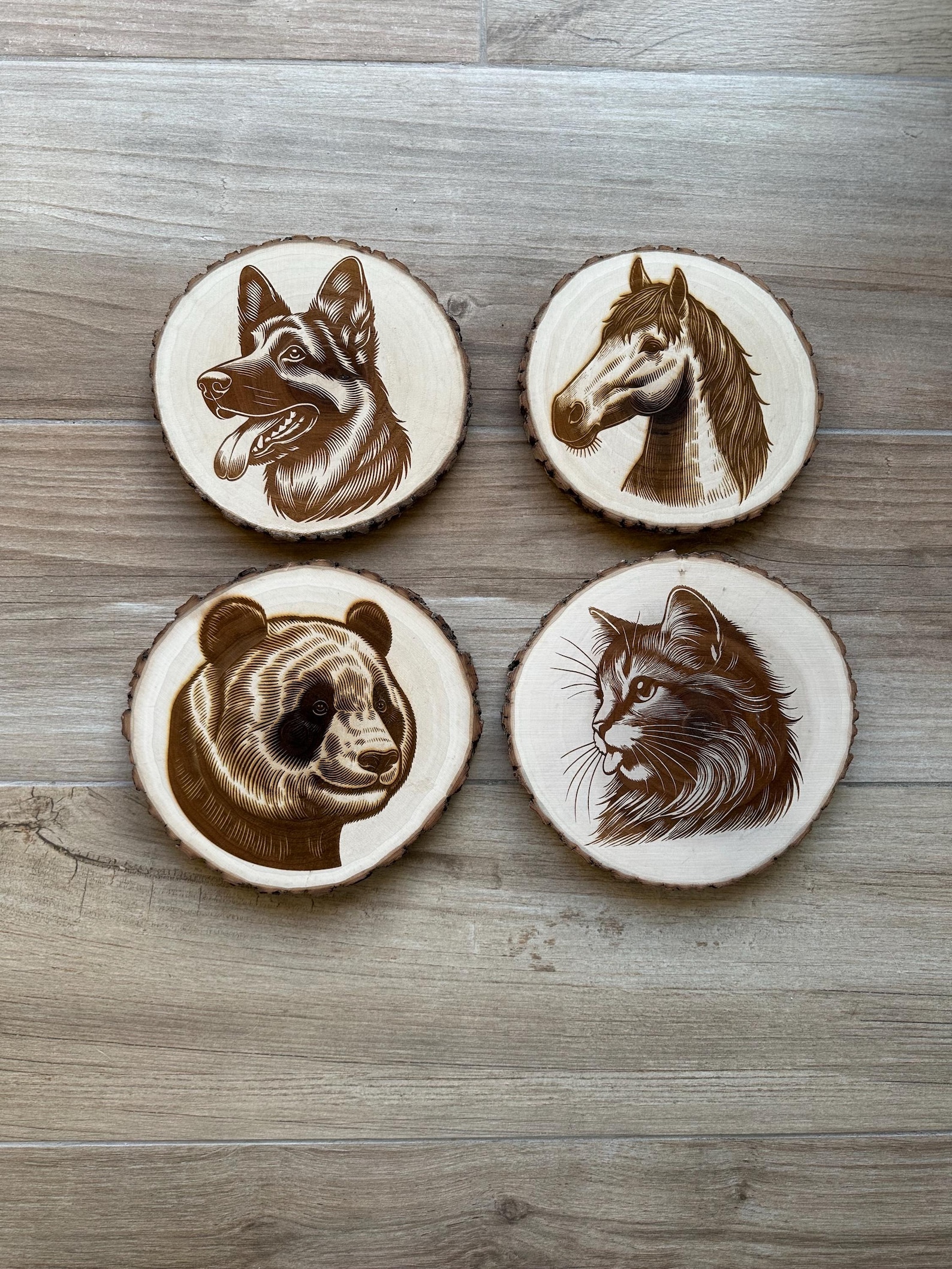 Dessous de plat animaux en bois massif