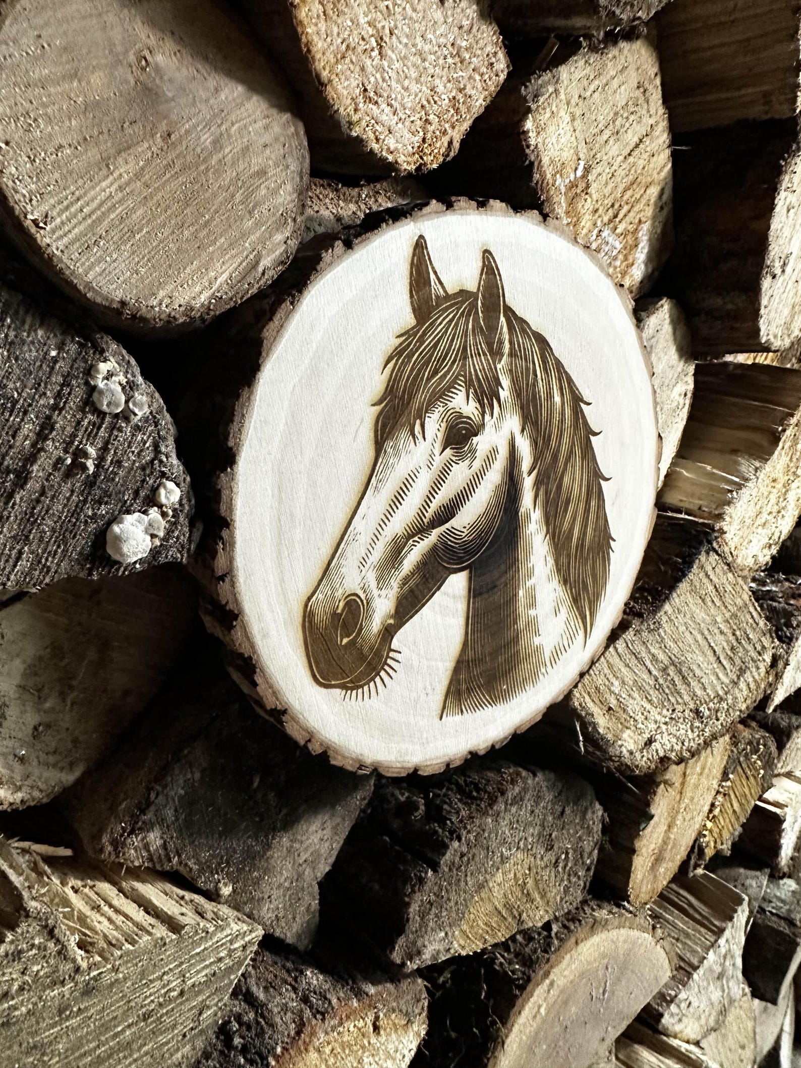 Dessous de plat cheval en bois, décoration rustique