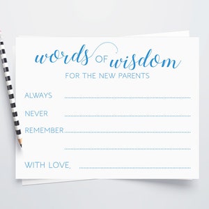 Printable Baby Shower Advice Cards Words Of Wisdom For New Etsy