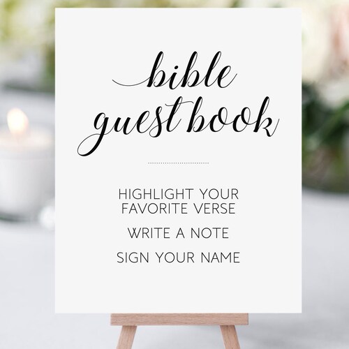 Wedding Guest Book Sign Our Bible Printable Etsy