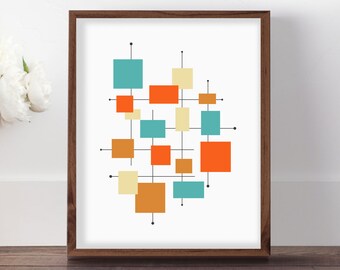 Mid century modern wall art | Etsy