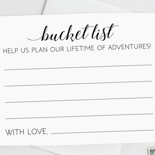 Bucket List Wedding Cards Bucket List Cards Bucket Printable - Etsy